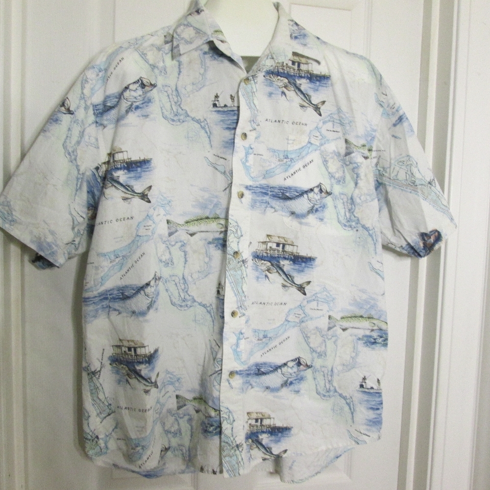cotton Fish Print shirt Reel Legends